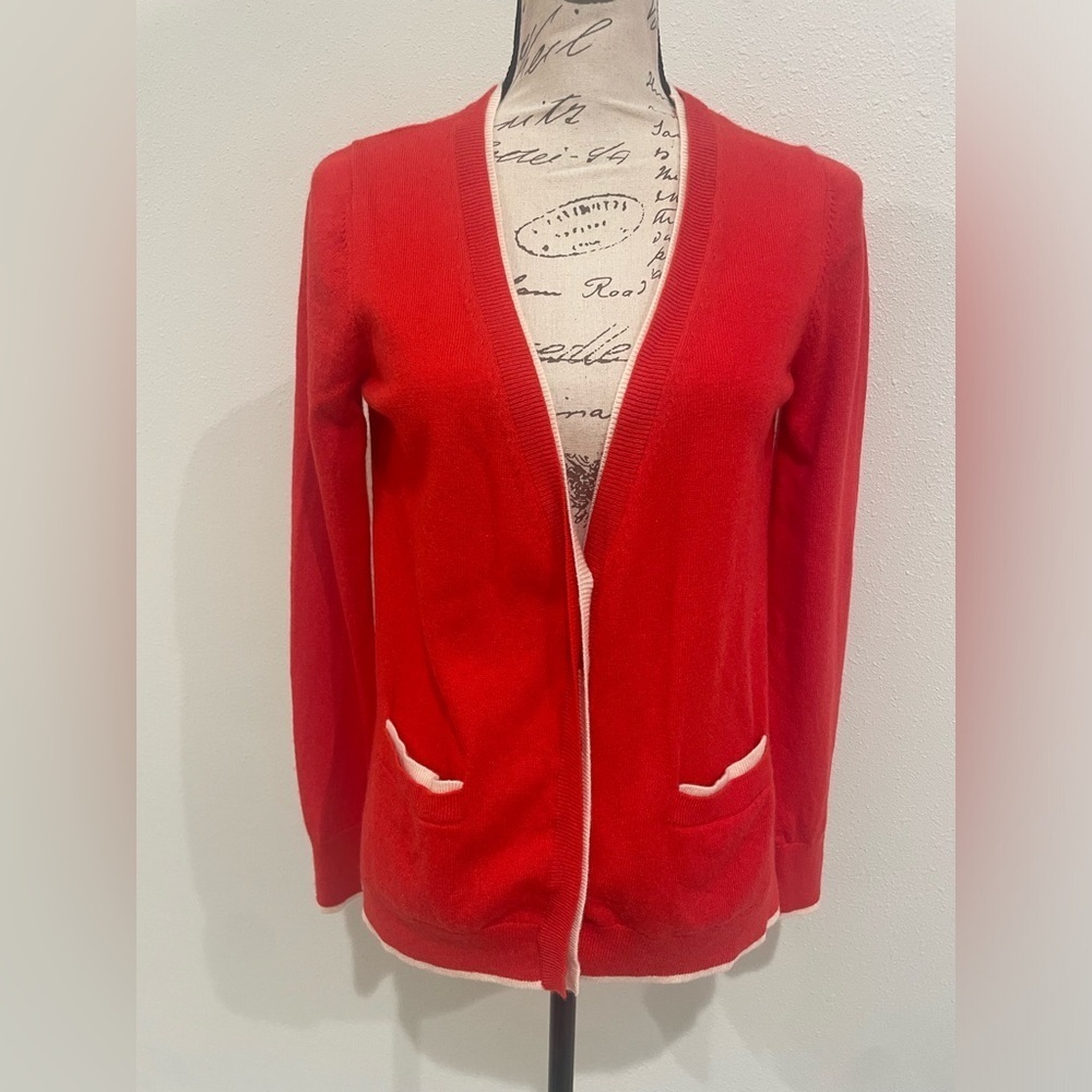 Boden Red V-Neck Cardigan Sweater